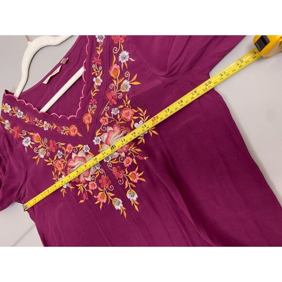 Soft Surroundings Floral embroidered Top Womens size Medium Purple Boho Vacation - Picture 8 of 12
